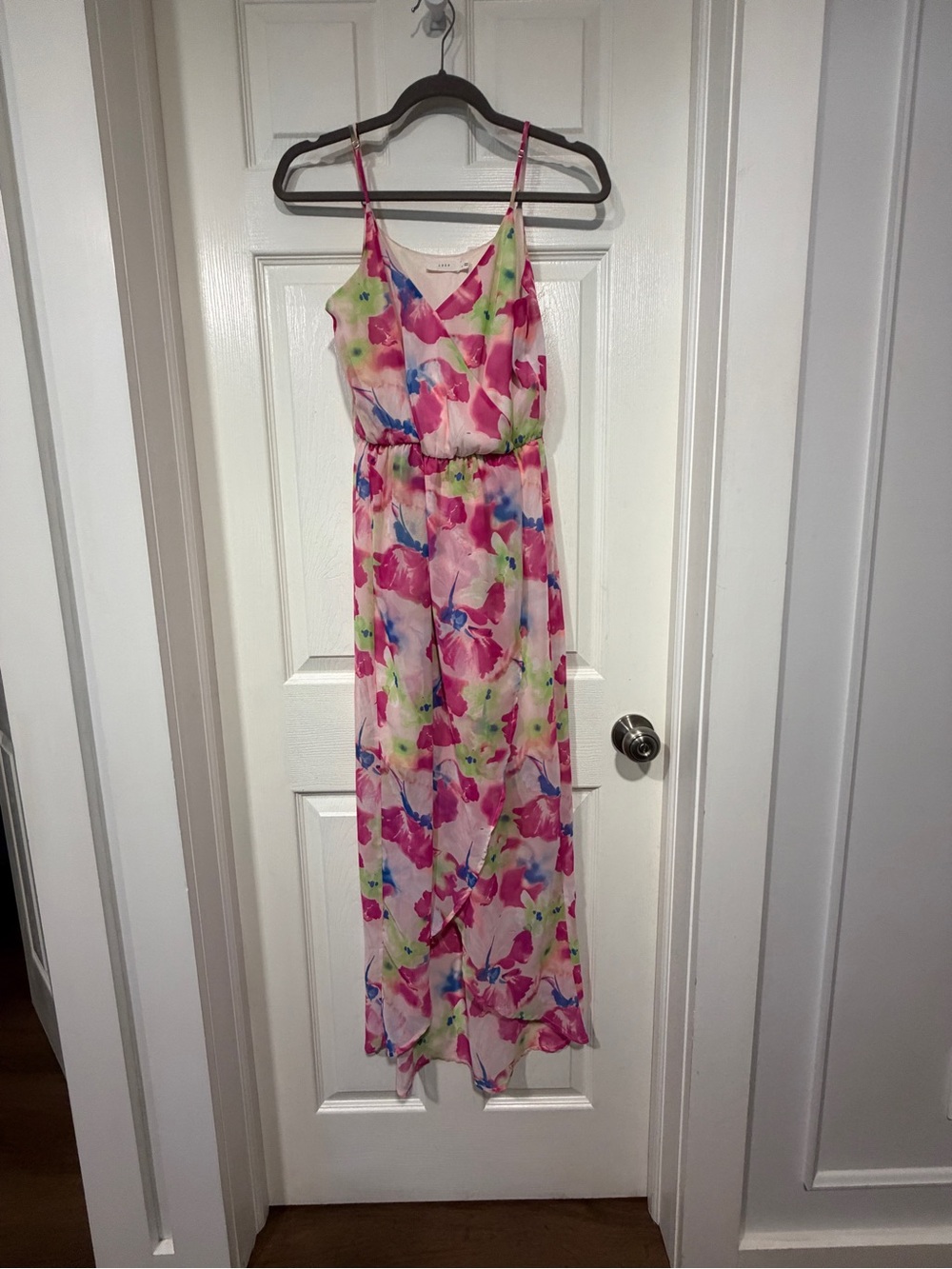 Lush Pink Floral Asymmetrical Maxi Dress